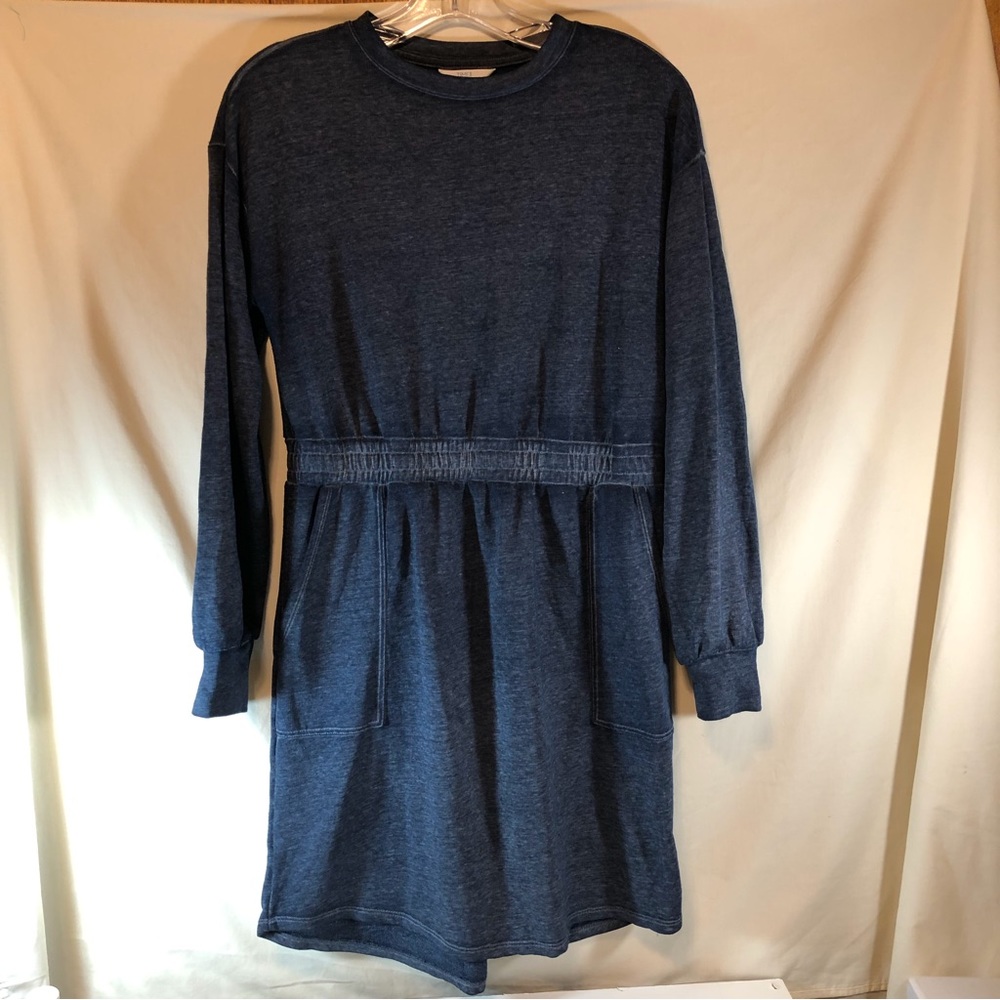 Time & Tru Blue/gray marled long sleeve dress with pockets S 4-6
